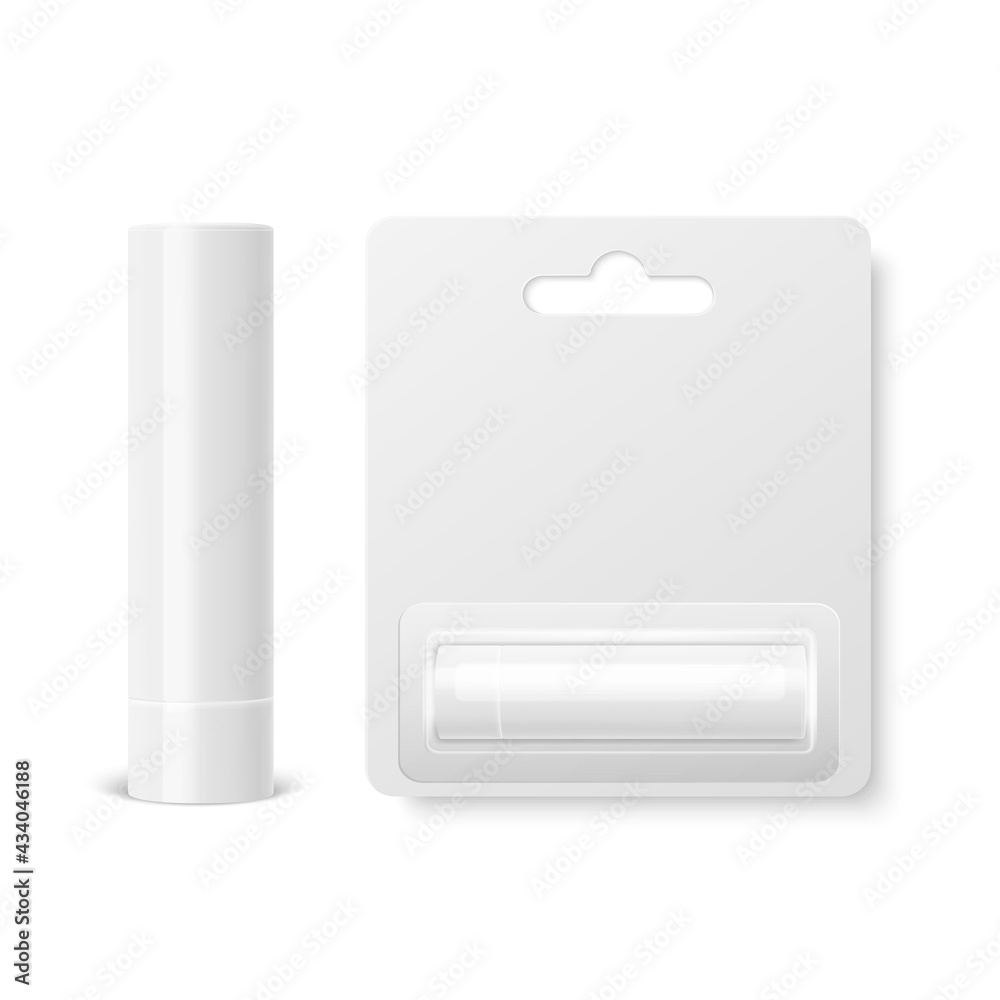 Stockvektorbilden Vector Realistic 3d White Blank Closed Lip Balm