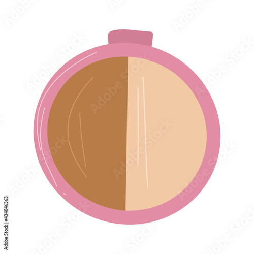 Make up powder and bronzer in pink case.Vector hand drawn cartoon photo