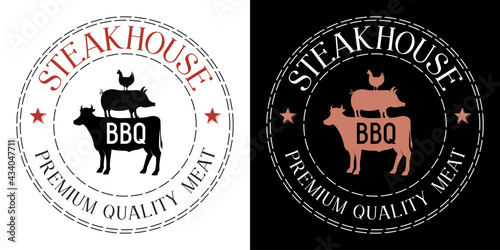 Steakhouse, barbecue, grill - vector logo