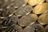 Virtual cryptocurrency concept, Bitcoin gold coin