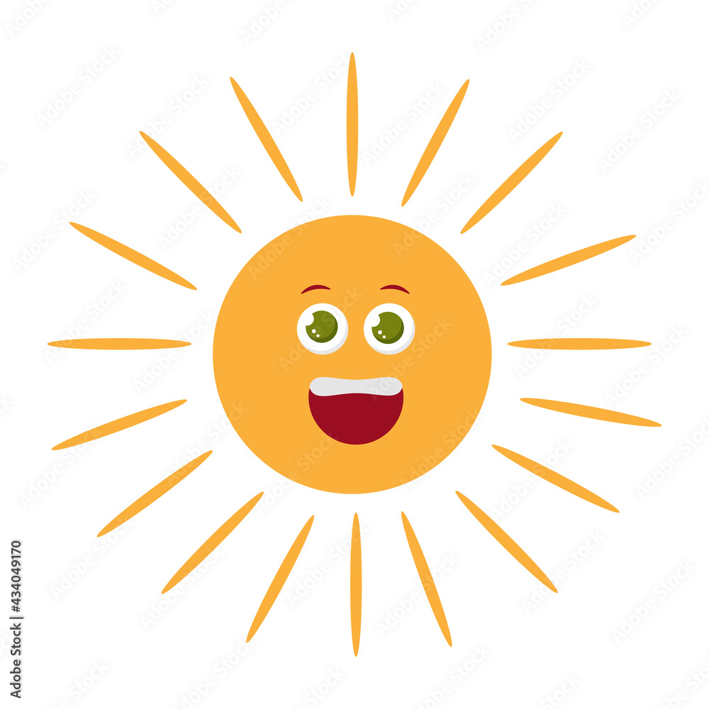 Smiling sun on white background. Vector image. Smiling sun on white background. Vector image.