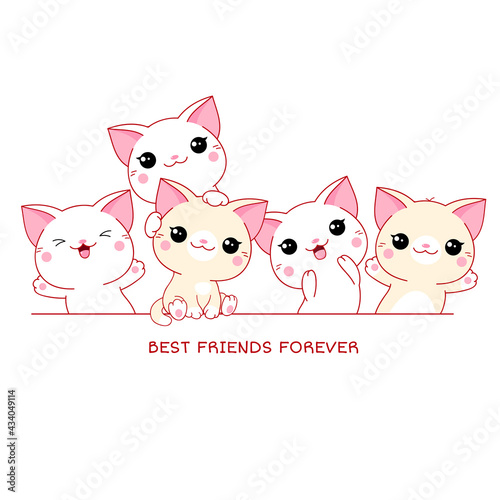 Best friends forever. Horizontal poster with cute cats