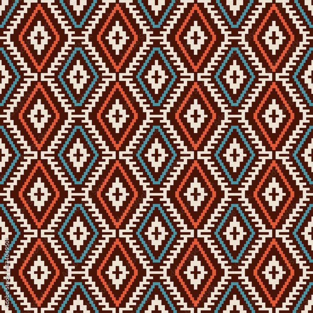 Bohemian, fashionable seamless ornament in ethnic style. In modern trendy shades. Perfect for the design of fabrics, clothing, interiors. Bohemian, fashionable seamless ornament in ethnic style. In modern trendy shades. Perfect for the design of fabrics, clothing, interiors.