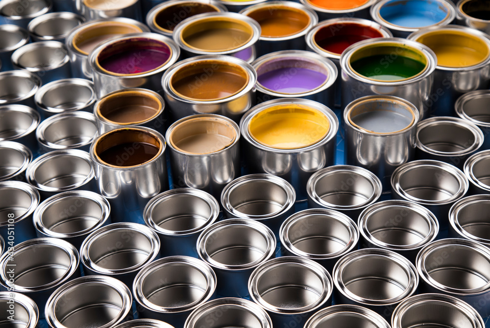 Background from multi color cans of paint