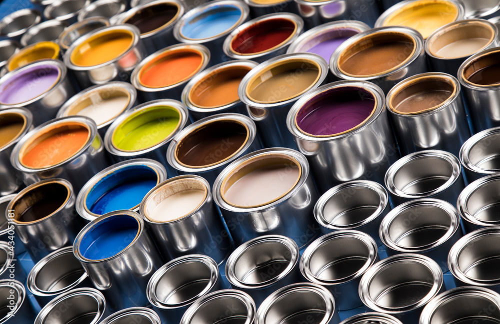Background from multi color cans of paint Background from multi color cans of paint