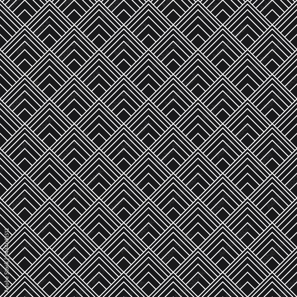 Art-Deco pattern, black diamonds. Vector seamless pattern, made in Art-Deco style.