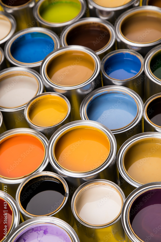 Colorful paint can, Creativity concept Colorful paint can, Creativity concept