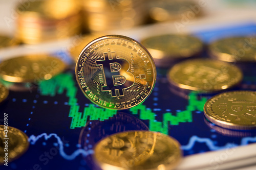 Bitcoin, litecoin, etherium coins close up, Virtual money background