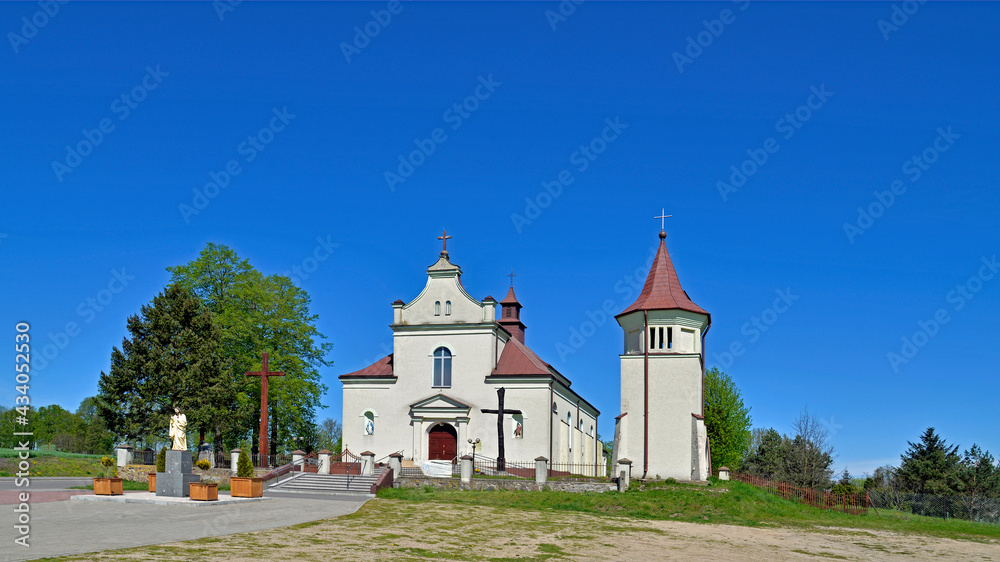Built in 1953, the Catholic Church of the Immaculate Conception of the Blessed Virgin Mary in Nieciecz Włościańska in Masovia, Poland.