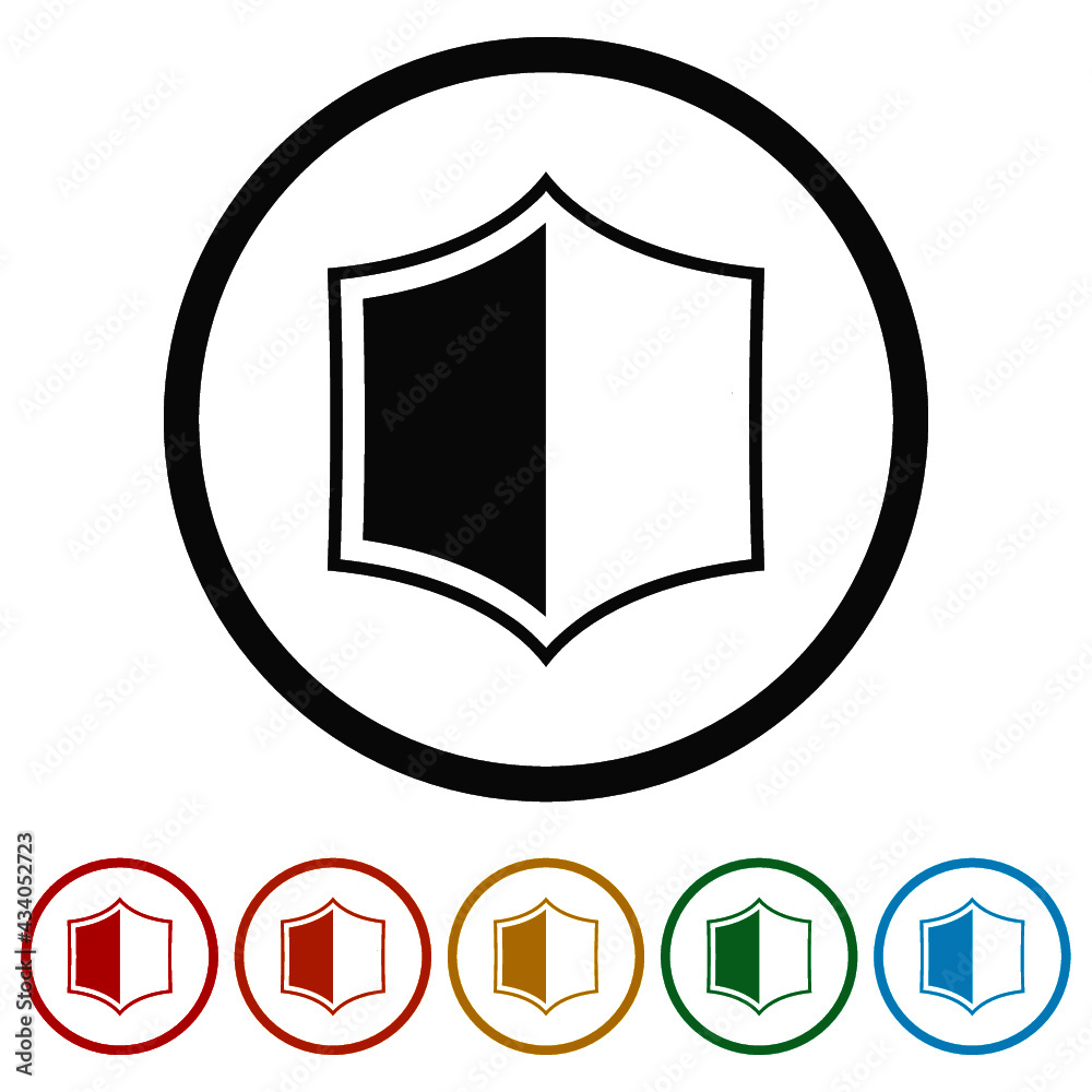 Shield ring icon isolated on white background color set Shield ring icon isolated on white background color set