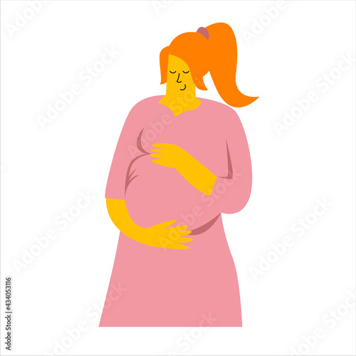 A pregnant woman hugs her stomach. Love for the future child, waiting for the child