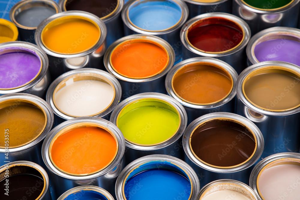 Full Buckets of rainbow colored oil paint Full Buckets of rainbow colored oil paint