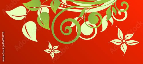 green plants, grass and summer flowers, summer greeting card