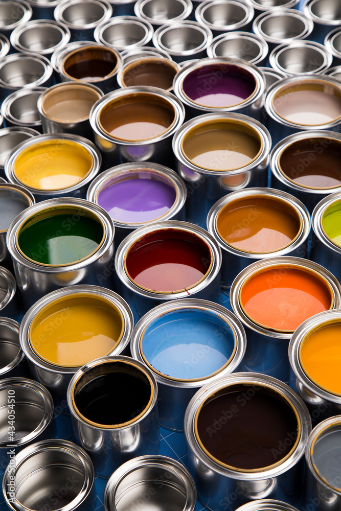Background from multi color cans of paint Background from multi color cans of paint