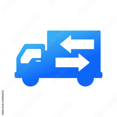 Logotipo camión de reparto con flechas en color azul