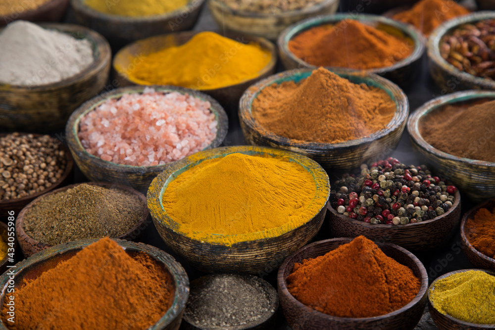 Cookbook and various spices background