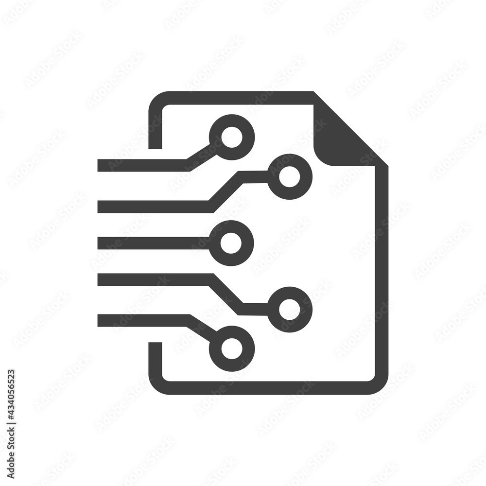 Tecnología digital. Sistema de circulación de documentos. Documento con circuito con lineas en color gris Tecnología digital. Sistema de circulación de documentos. Documento con circuito con lineas en color gris