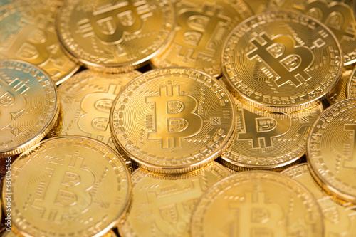 Virtual cryptocurrency concept, Bitcoin gold coin