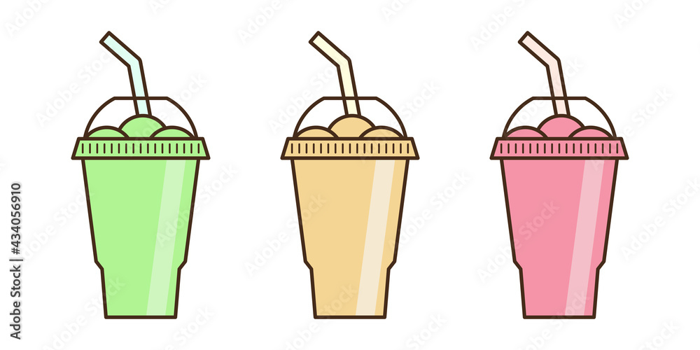 Vector slush drink isolated icon. Cartoon ice cup (Frozen Drink). Emoji