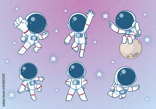 set of astronaut character mascot collection