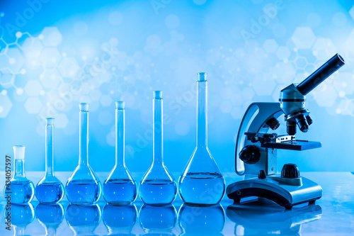 Foto Science experiment,Laboratory equipment, Development background