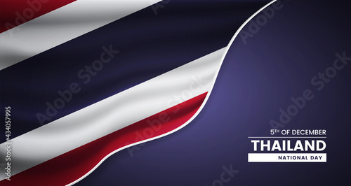 Free Download Abstract national day of Thailand background with elegant fabric flag and typographic illustration - GFXLoad