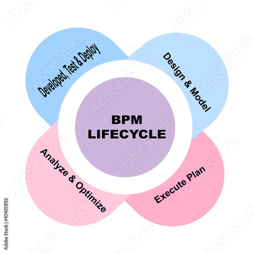 Diagram concept with BPM Lifecycle text and keywords. EPS 10 isolated on white background