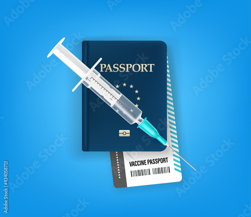 Vaccine passport concept. 3d style vector illustration