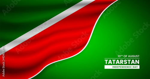 Abstract independence day of Tatarstan background with elegant fabric flag and typographic illustration