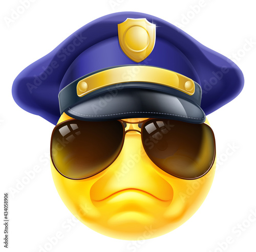 Angry Policeman Emoticon Emoji Face Cartoon Icon
