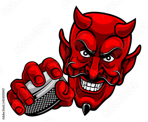 Devil Satan Ice Hockey Sports Mascot Cartoon