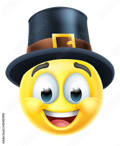Thanksgiving Pilgrim Emoticon Emoji Cartoon Icon