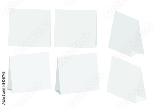 set of blank table tent.Horizontal blank paper card.Mockup of calendar.