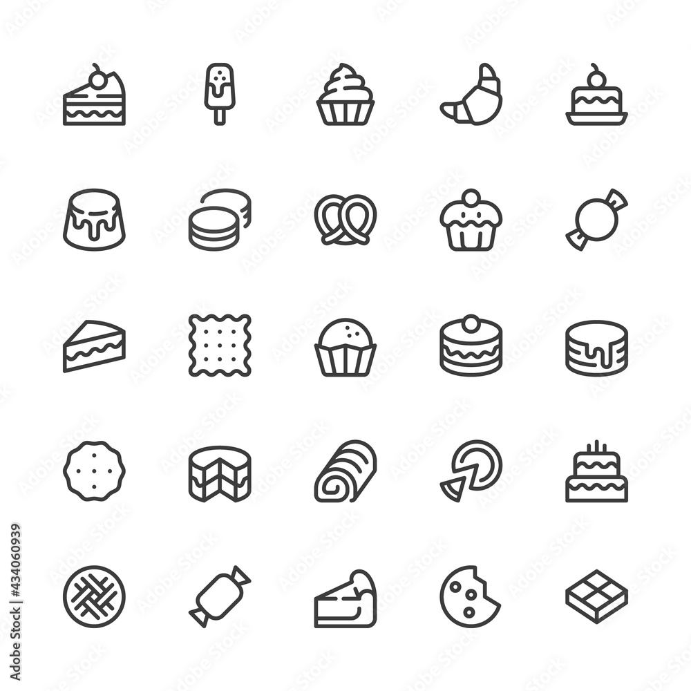 Pixel Art Sweets Icons Created 32x32 Stock Illustration 1849878964
