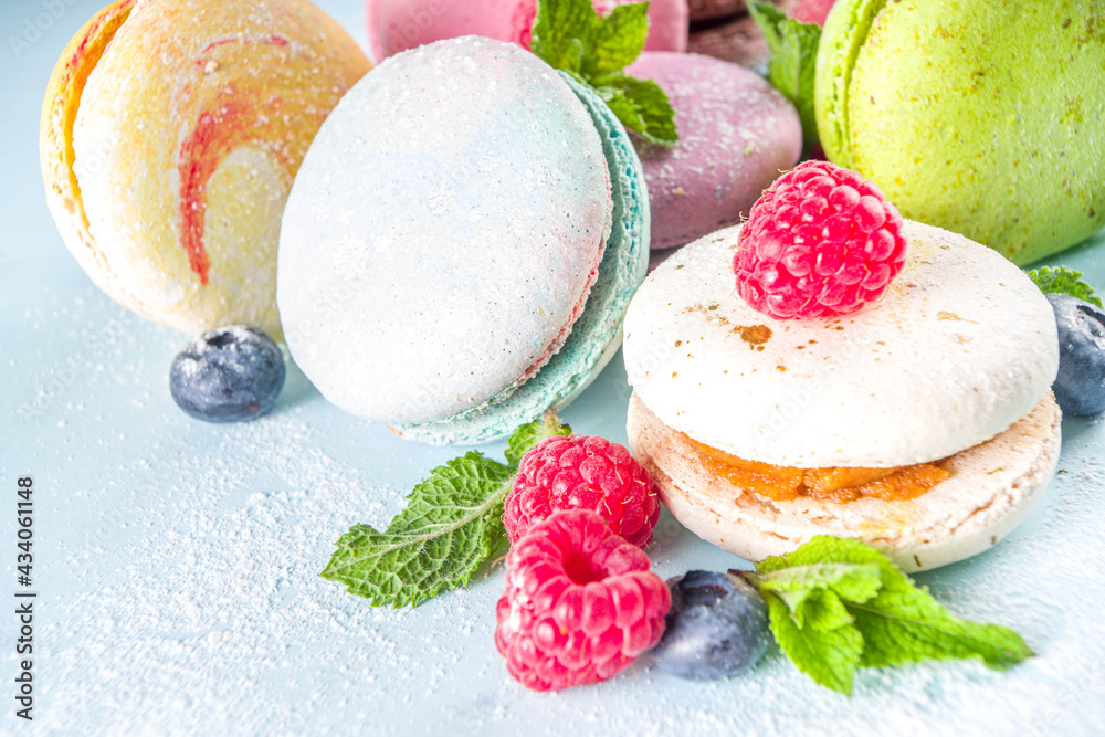 Colorful french macaron dessert Colorful french macaron dessert