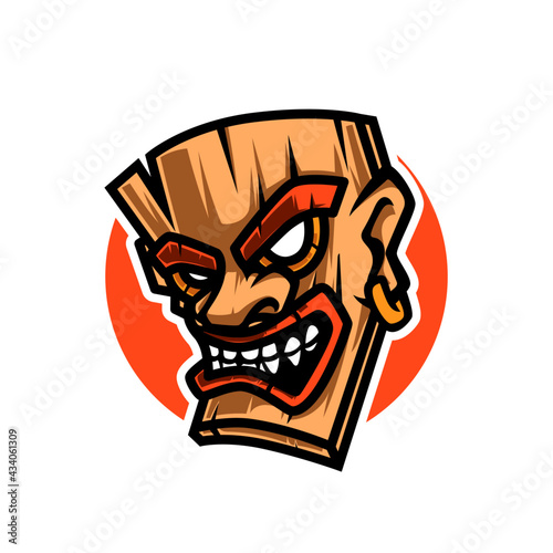 Wooden Mask Mascot Logo Inspiration