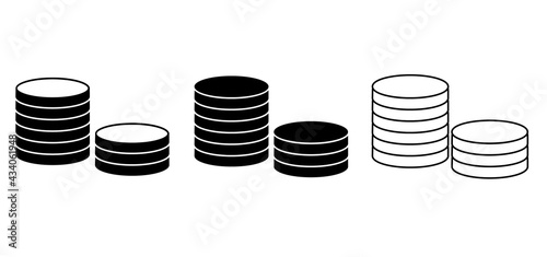 Outline coins icon. Money stacked coins icon. Vector illustration.