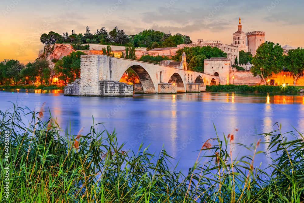 Avignon, France - Pont Avignon and medieval castle, Provence