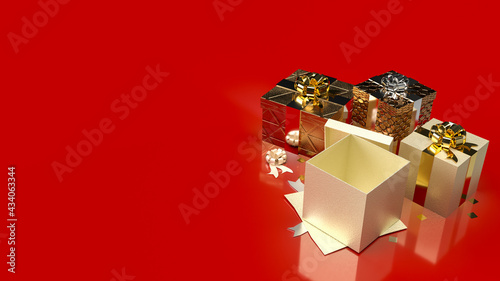 The gift boxes on red background for sale promotion business content 3d rendering