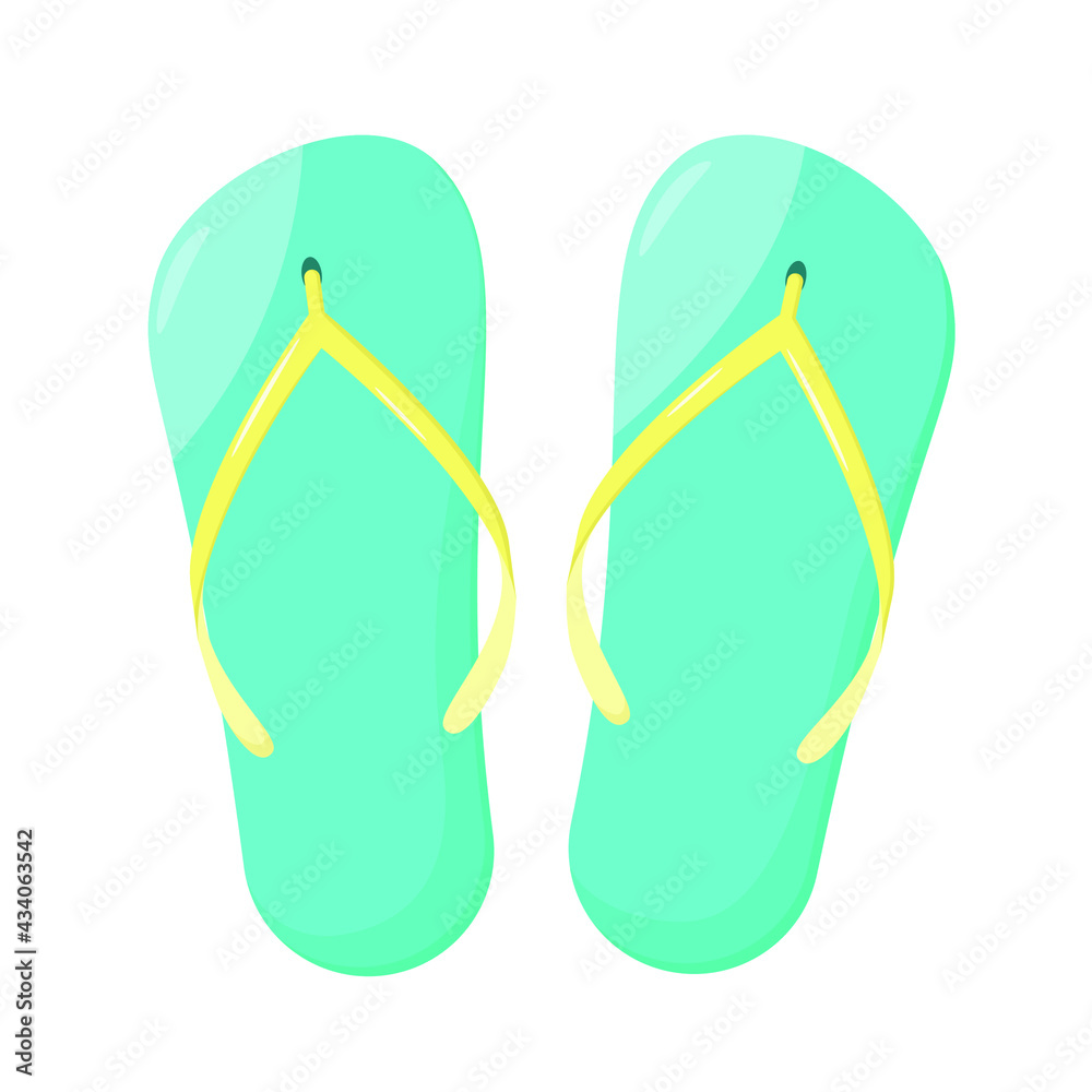 Blue flip-flops on a white background. Summer shoes. Blue flip-flops on a white background. Summer shoes.