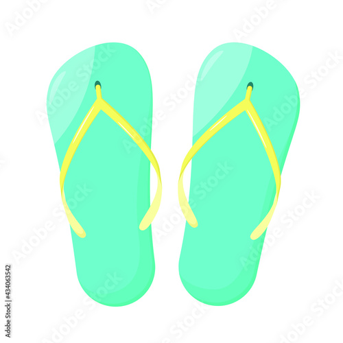 Blue flip-flops on a white background. Summer shoes.
