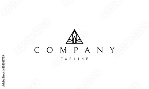 Vector logo on which an abstract image of a candle flame in a triangle.