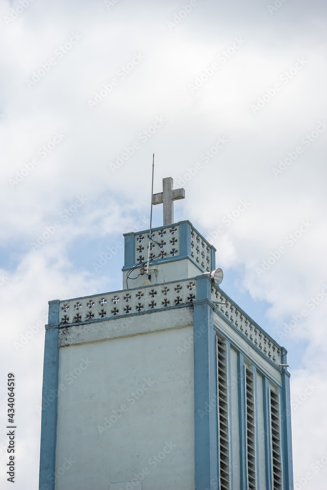 Fototapeta premium Beautiful views of Bao Loc Church in central of Bao Loc city, Lam Dong province, Vietnam.