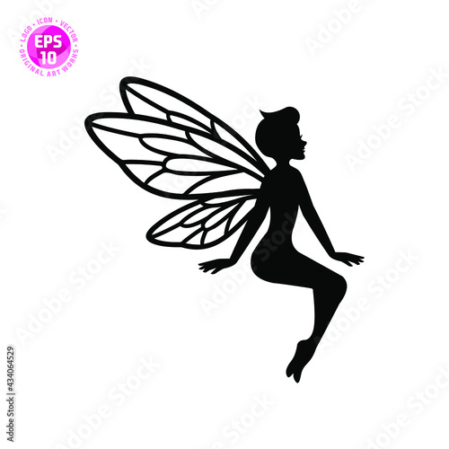 beautiful fairy silhouette vector template