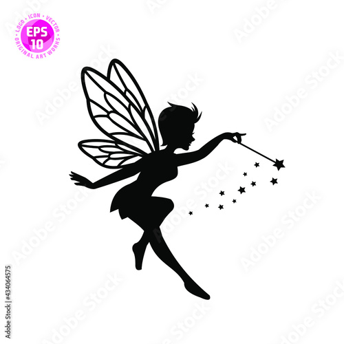 beautiful fairy silhouette vector template