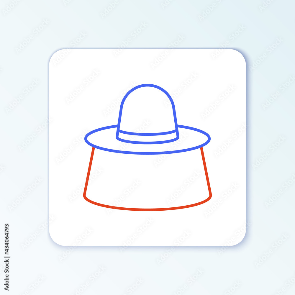 Line Beekeeper with protect hat icon isolated on white background. Special protective uniform. Colorful outline concept. Vector Line Beekeeper with protect hat icon isolated on white background. Special protective uniform. Colorful outline concept. Vector
