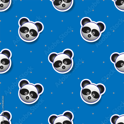 vector illustration of panda bear animal face design. blue background. Seamless pattern designs for wallpapers, backdrops, covers, paper cut, stickers and prints on fabric.