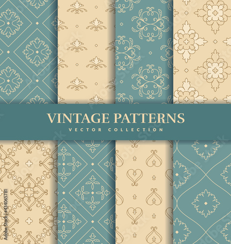 Vintage seamless patterns. Abstract vector ornaments.