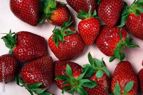 Ripe large juicy red strawberries.