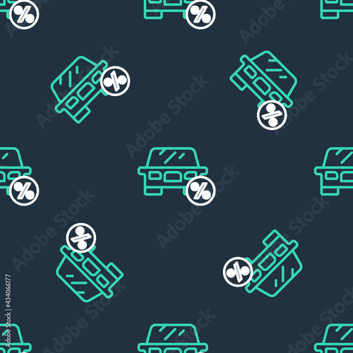 Line Car leasing percent icon isolated seamless pattern on black background. Credit percentage symbol. Vector